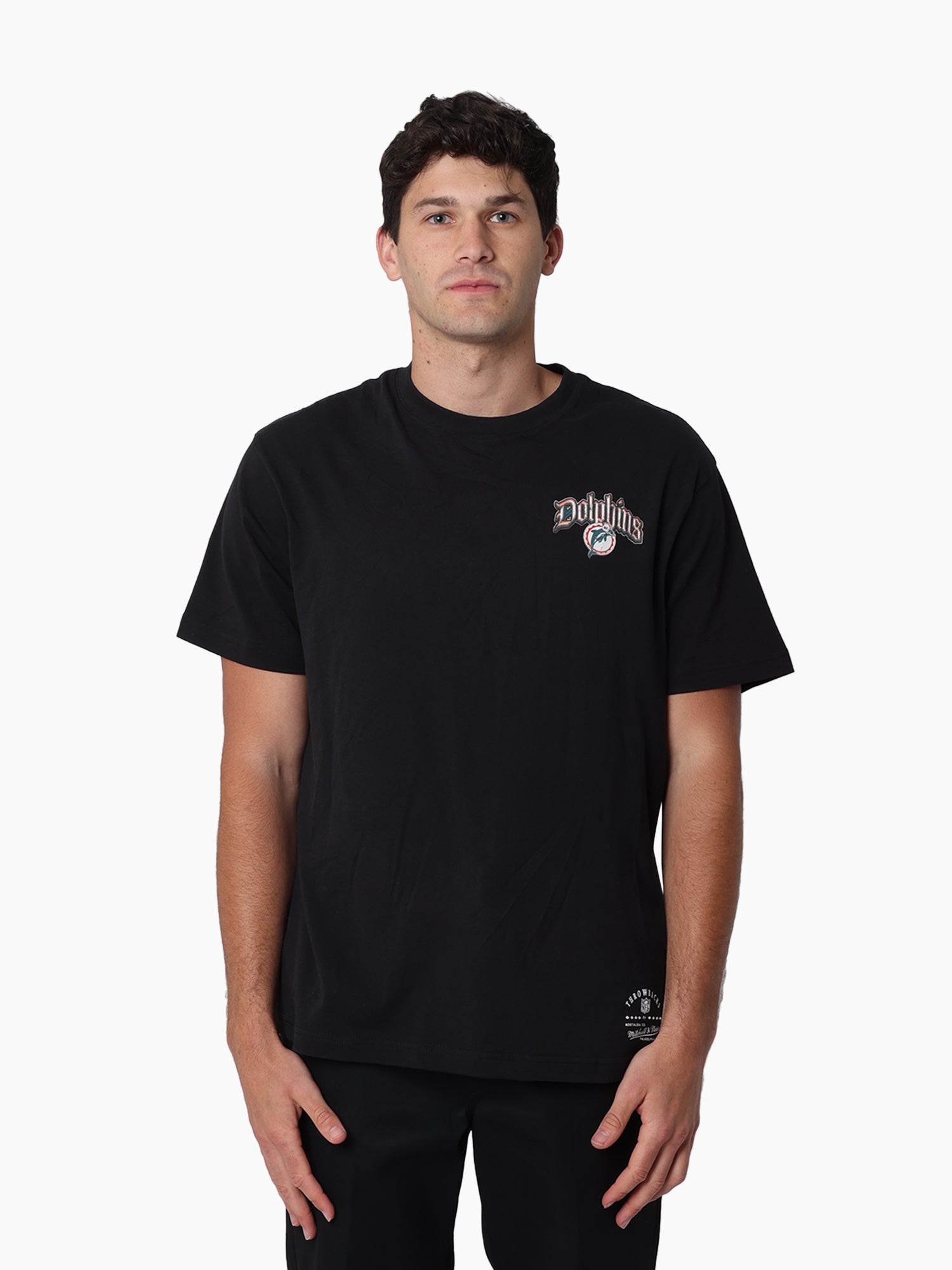 Mitchell & Ness NFL Gothic Script Tee Miami Dolphins Faded Black
