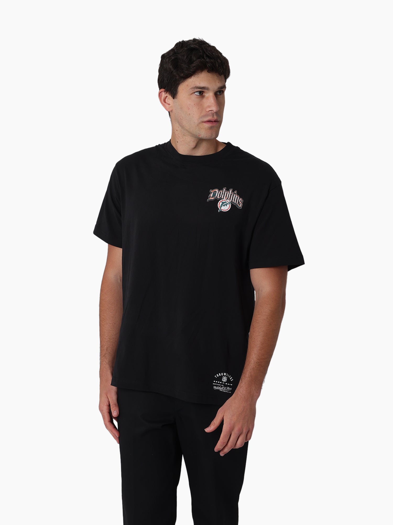 Mitchell & Ness NFL Gothic Script Tee Miami Dolphins Faded Black