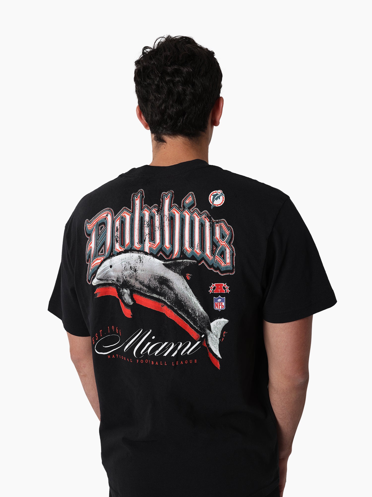 Mitchell & Ness NFL Gothic Script Tee Miami Dolphins Faded Black