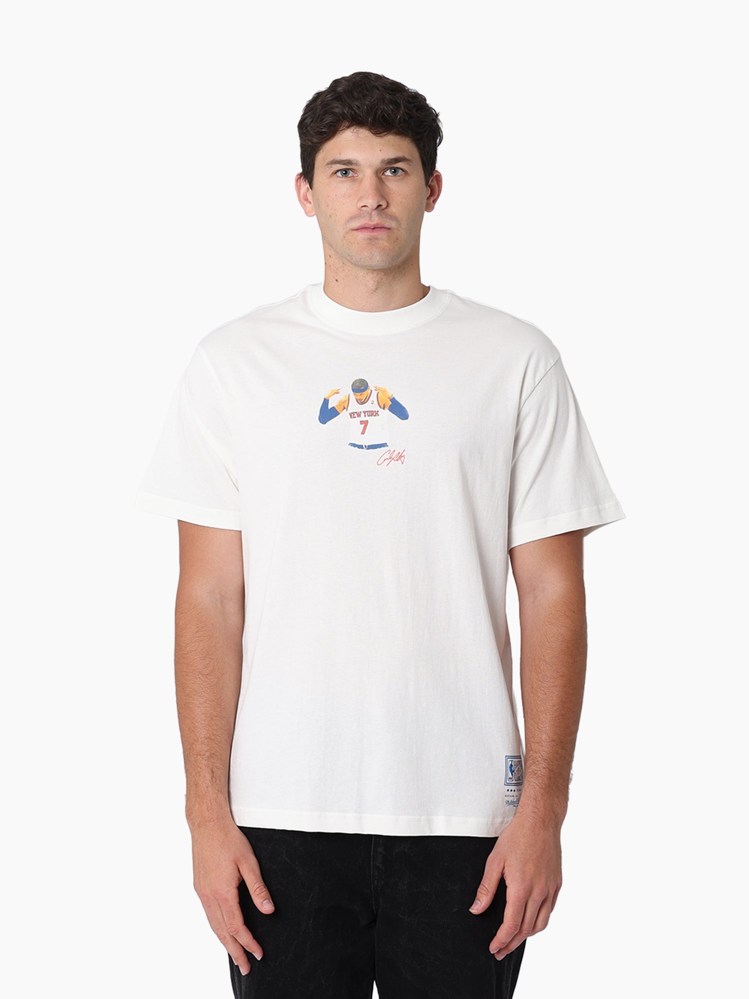 Mitchell & Ness NBA Stats Tee New York Knicks Anthony Vintage White