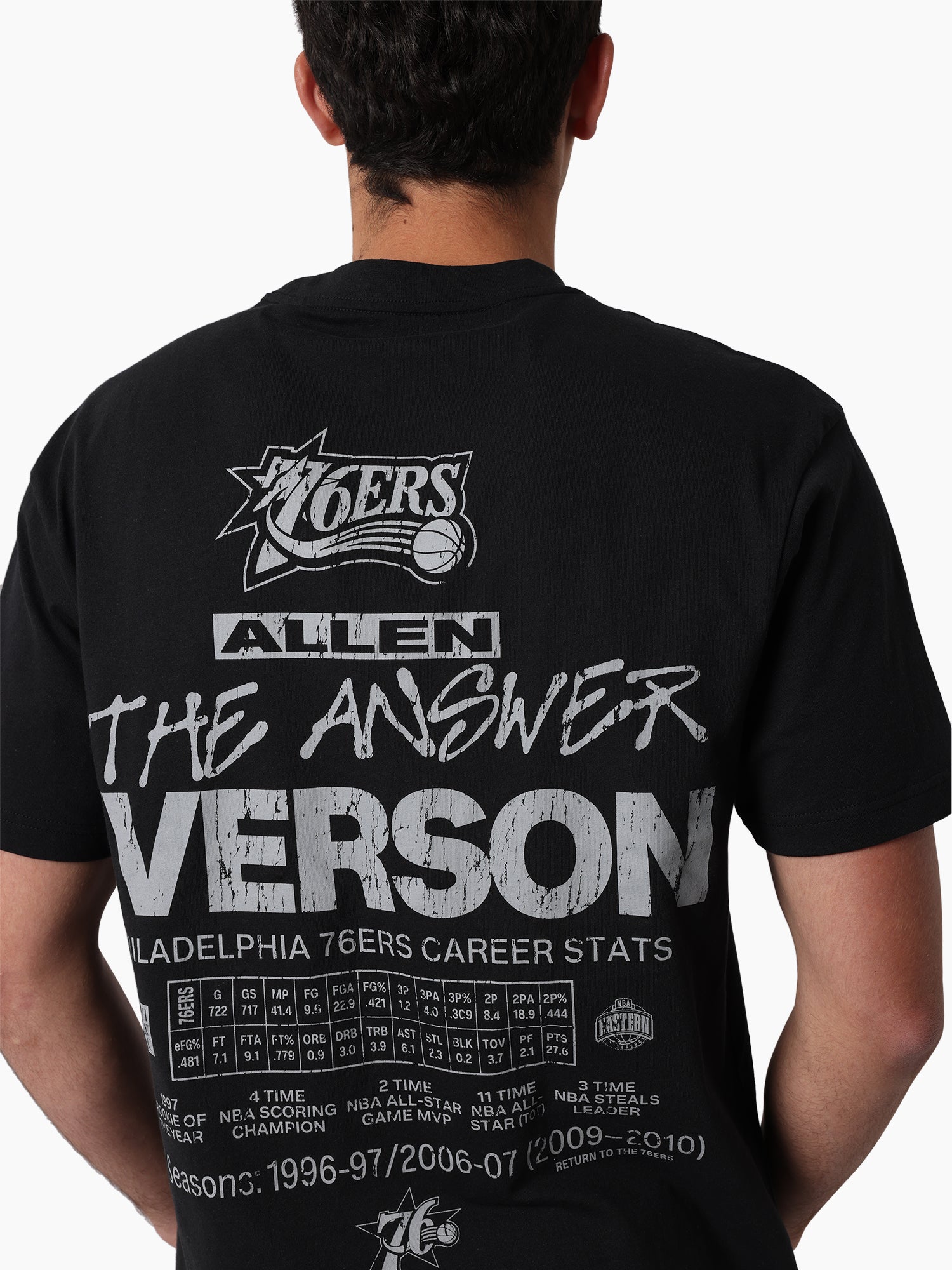 Mitchell & Ness NBA Stats Tee Philadelphia 76ers Iverson Faded Black