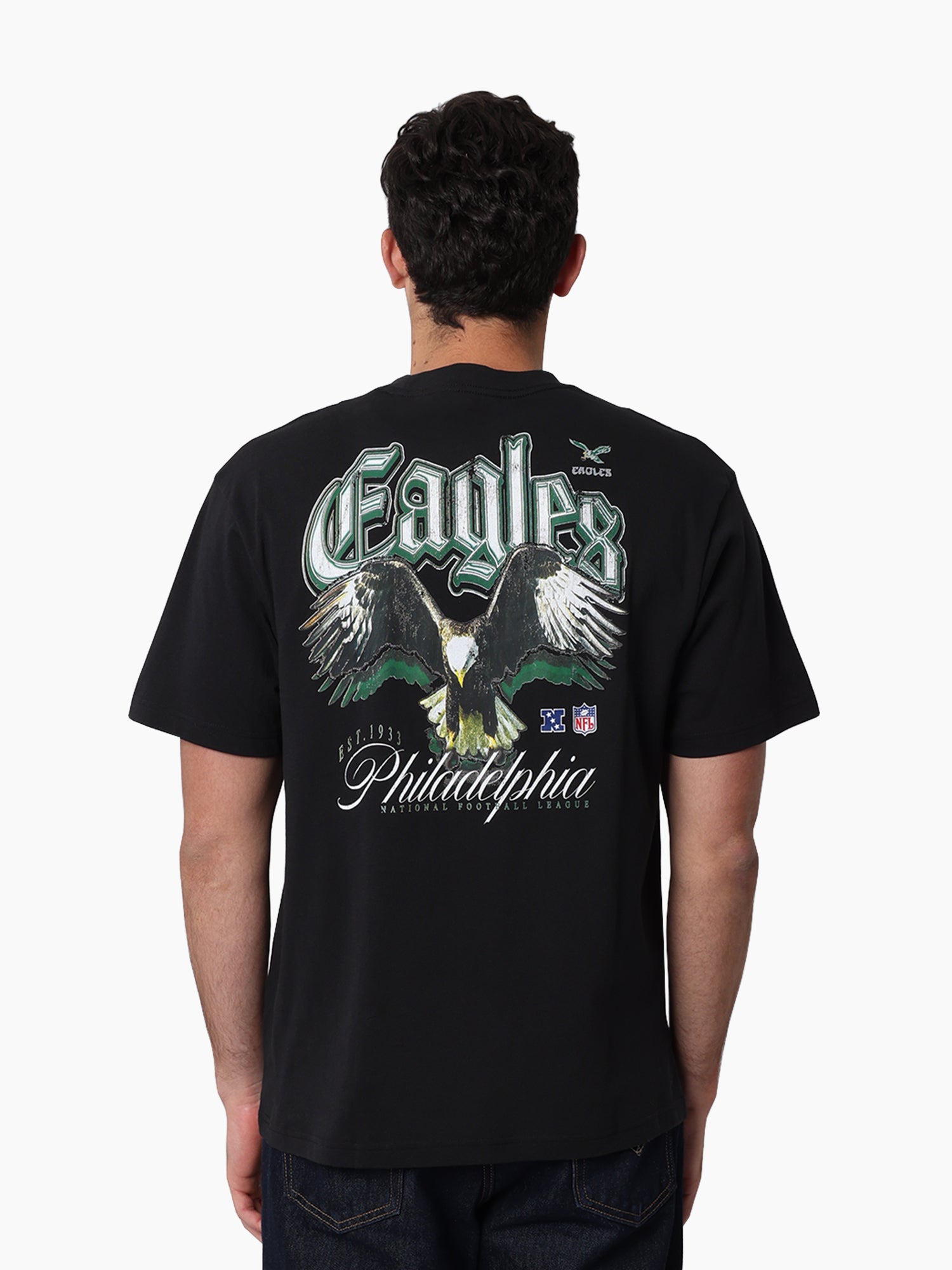Mitchell & Ness NFL Gothic Script Tee Philadelphia Eagles Faded Black