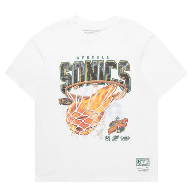 Mitchell & Ness NBA Fire N Lightning Tee Seattle Supersonics Vintage White