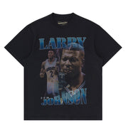 Mitchell & Ness NBA Player & Stats Tee Charlotte Hornets Larry Johnson Black