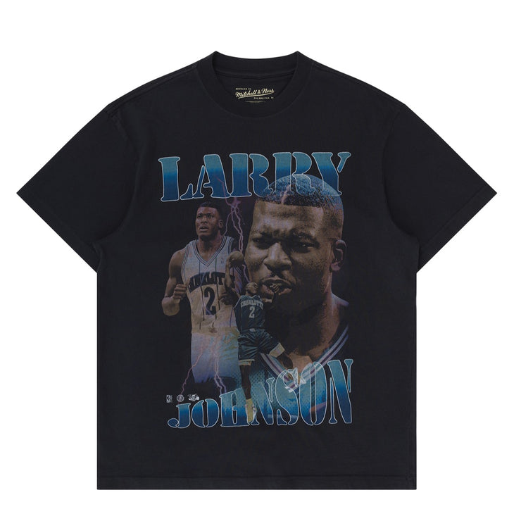 Mitchell & Ness NBA Player & Stats Tee Charlotte Hornets Larry Johnson Black