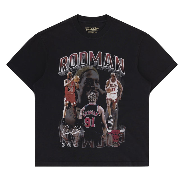 Mitchell & Ness NBA Player & Stats Tee Chicago Bulls Dennis Rodman Black