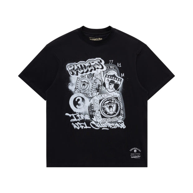 Mitchell & Ness NFL 3 Time Champs Graffiti Tee Las Vegas Raiders Faded Black