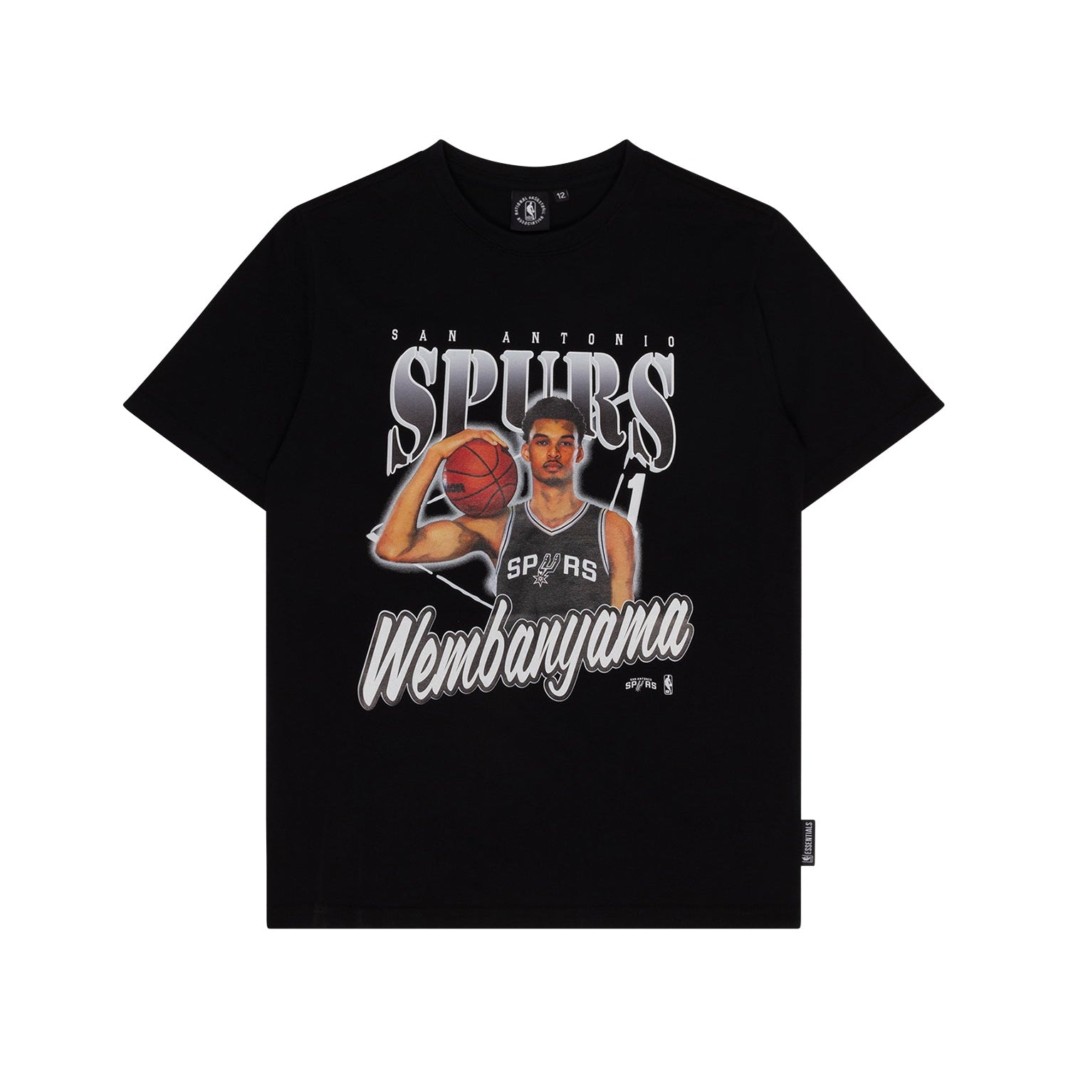 NBA Essentials Vintage Youth Tee San Antonio Spurs Wembanyama Solid Black
