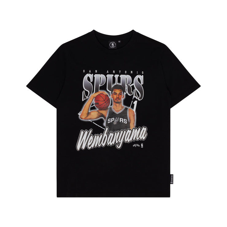 NBA Essentials Vintage Youth Tee San Antonio Spurs Wembanyama Solid Black