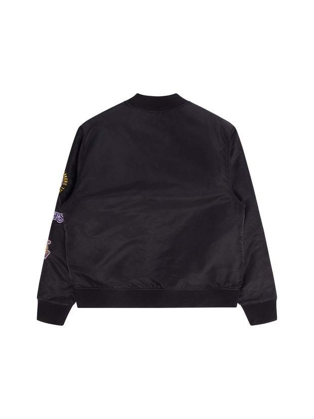 NBA Essentials Braun Nylon Bomber Los Angeles Lakers Solid Black