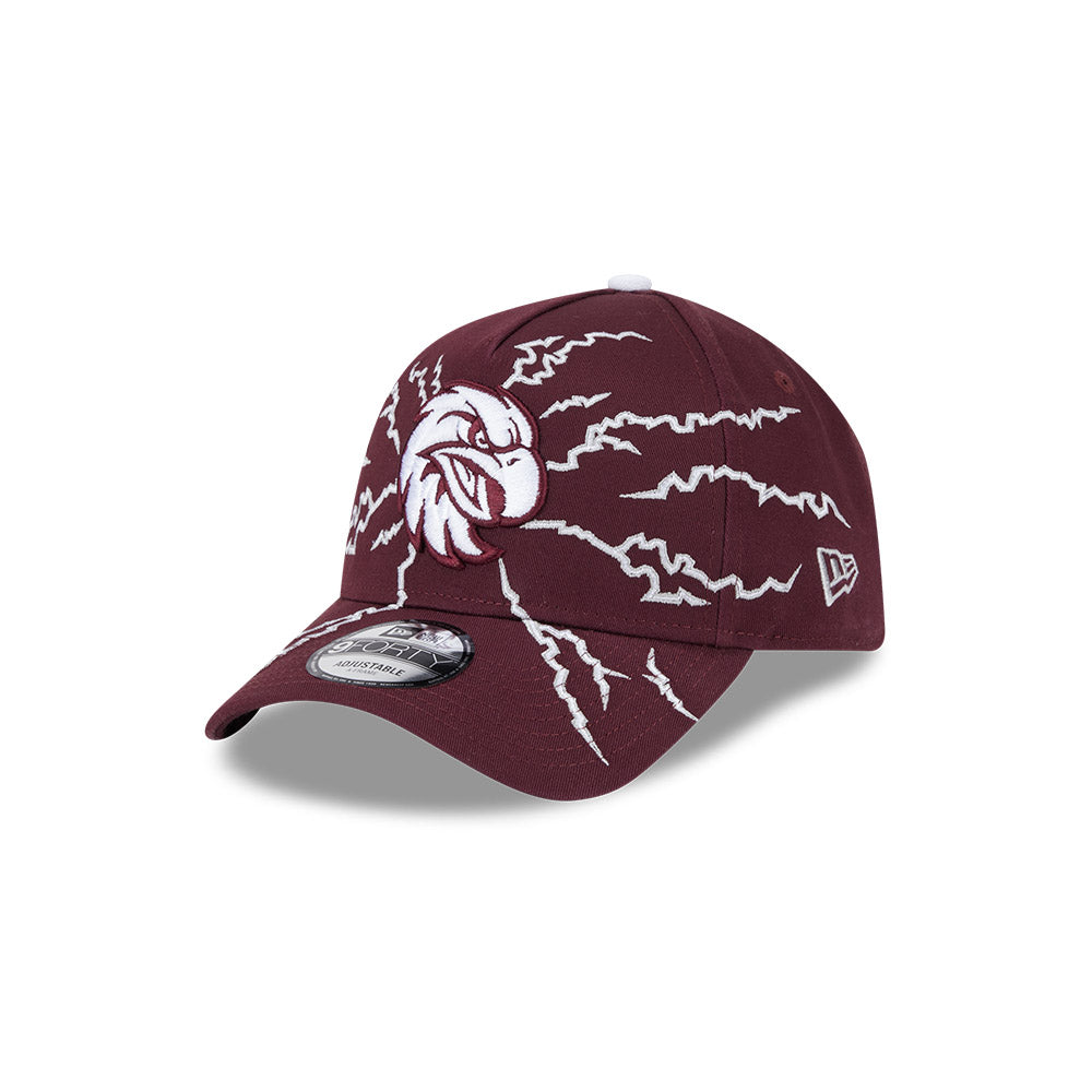 New Era 9Forty A-Frame NRL 2025 Electric Manly Warringah Sea Eagles Maroon