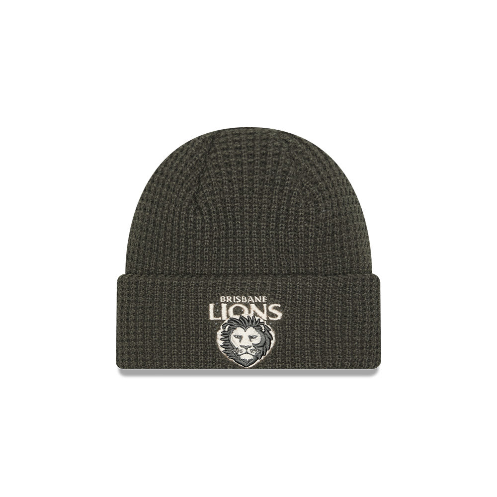 New Era Beanie AFL 2025 Dusty Charcoal Brisbane Lions