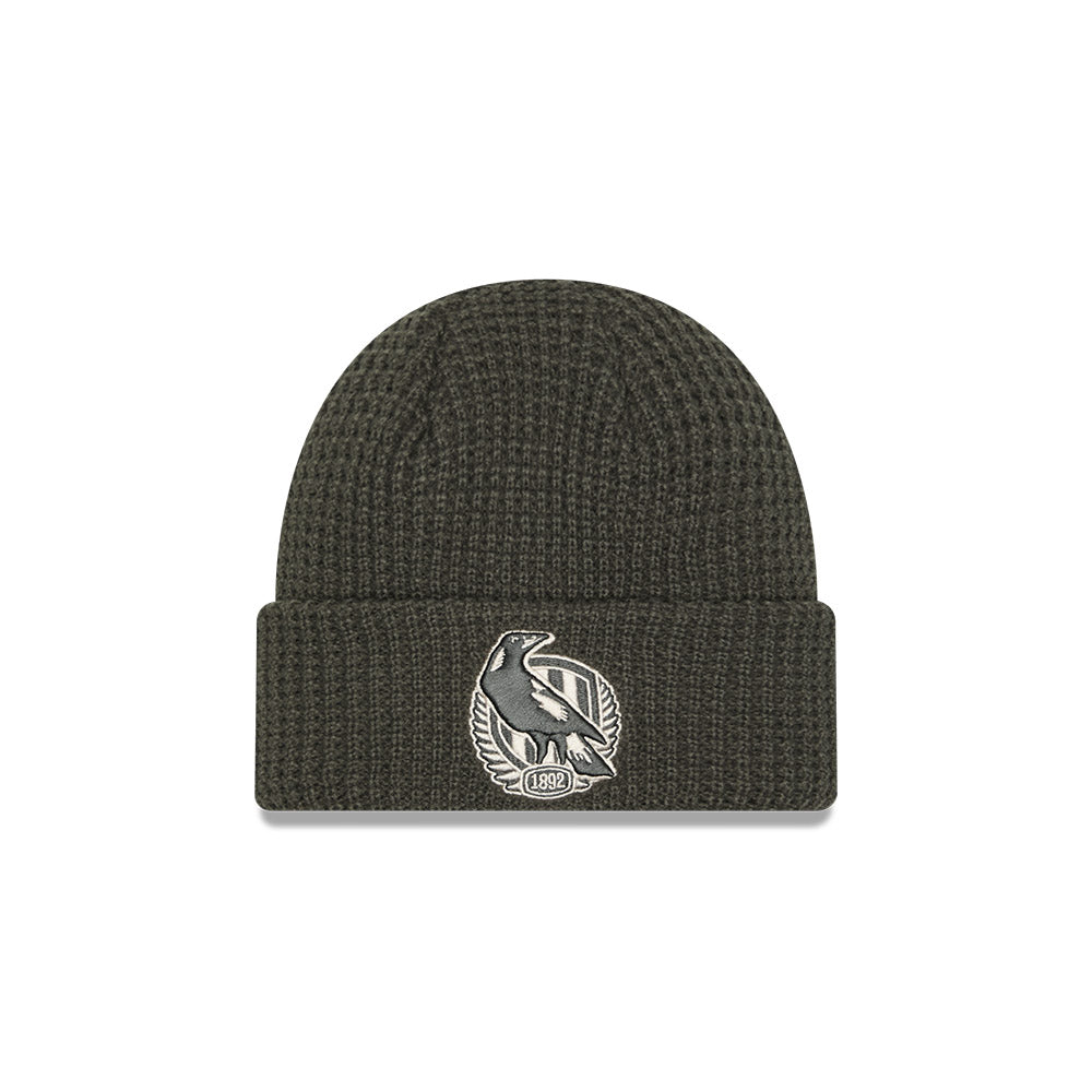New Era Beanie AFL 2025 Dusty Charcoal Collingwood Magpies
