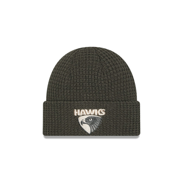New Era Beanie AFL 2025 Dusty Charcoal Hawthorn Hawks