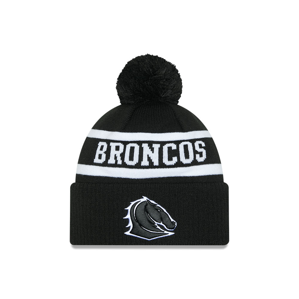 New Era Beanie NRL 2025 Black White Team Brisbane Broncos