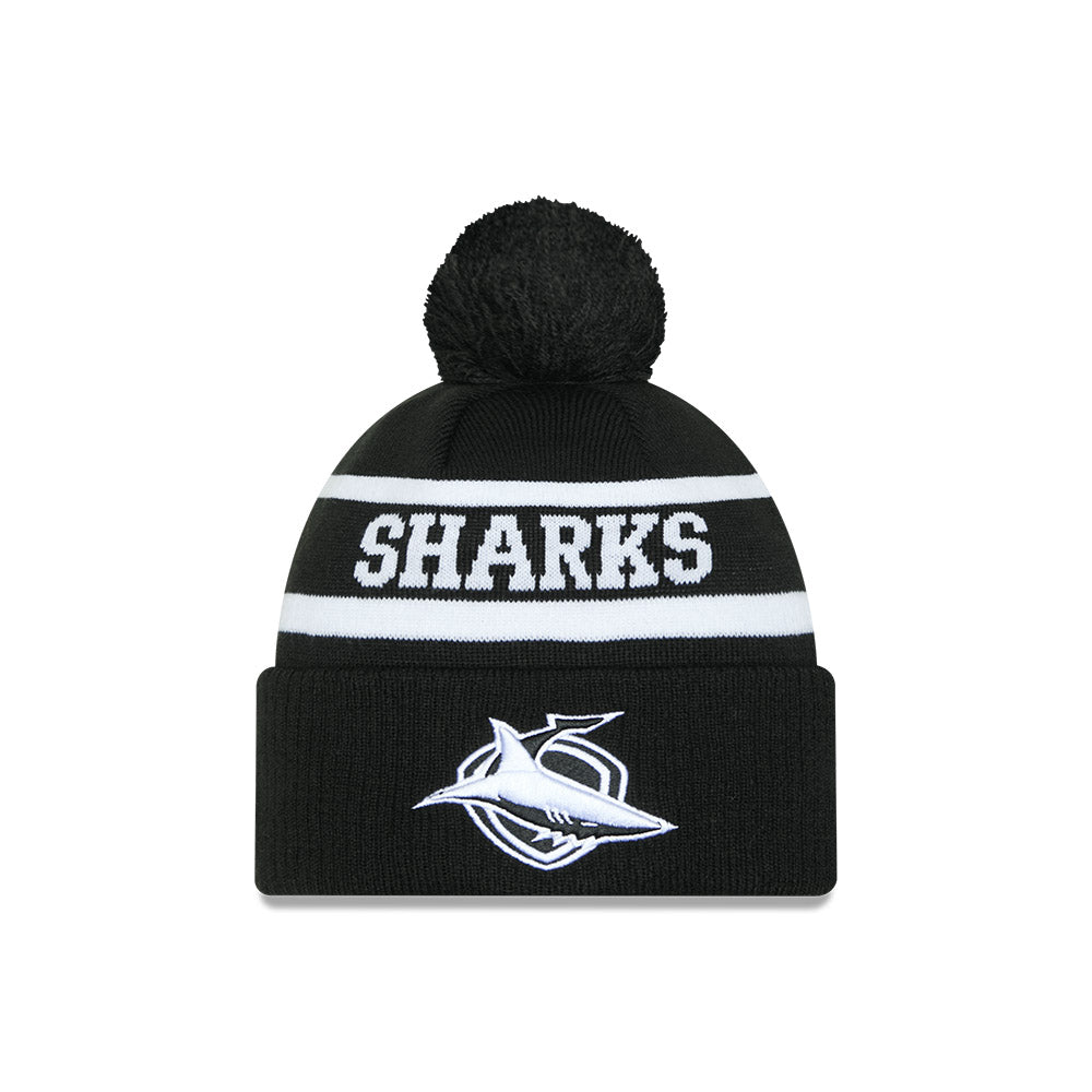 New Era Beanie NRL 2025 Black White Team Cronulla-Sutherland Sharks