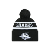 New Era Beanie NRL 2025 Black White Team Cronulla-Sutherland Sharks
