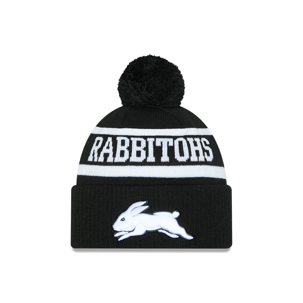 New Era Beanie NRL 2025 Black White Team South Sydney Rabbitohs