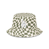 New Era Bucket MLB Wrap Check Los Angeles Dodgers Chrome White Olive