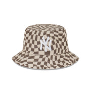 New Era Bucket MLB Wrap Check New York Yankees Stone Walnut