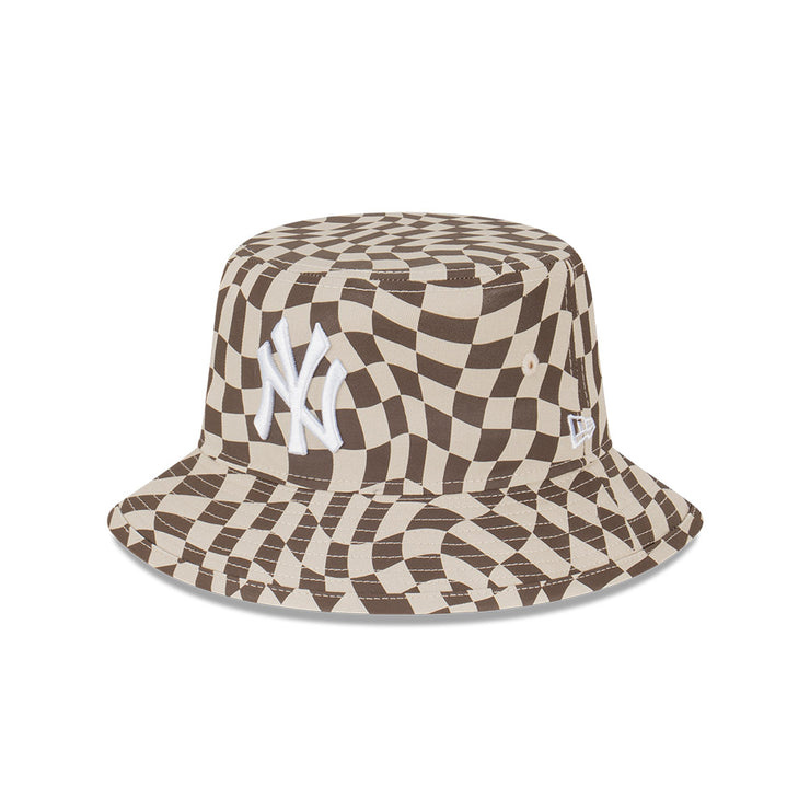New Era Bucket MLB Wrap Check New York Yankees Stone Walnut