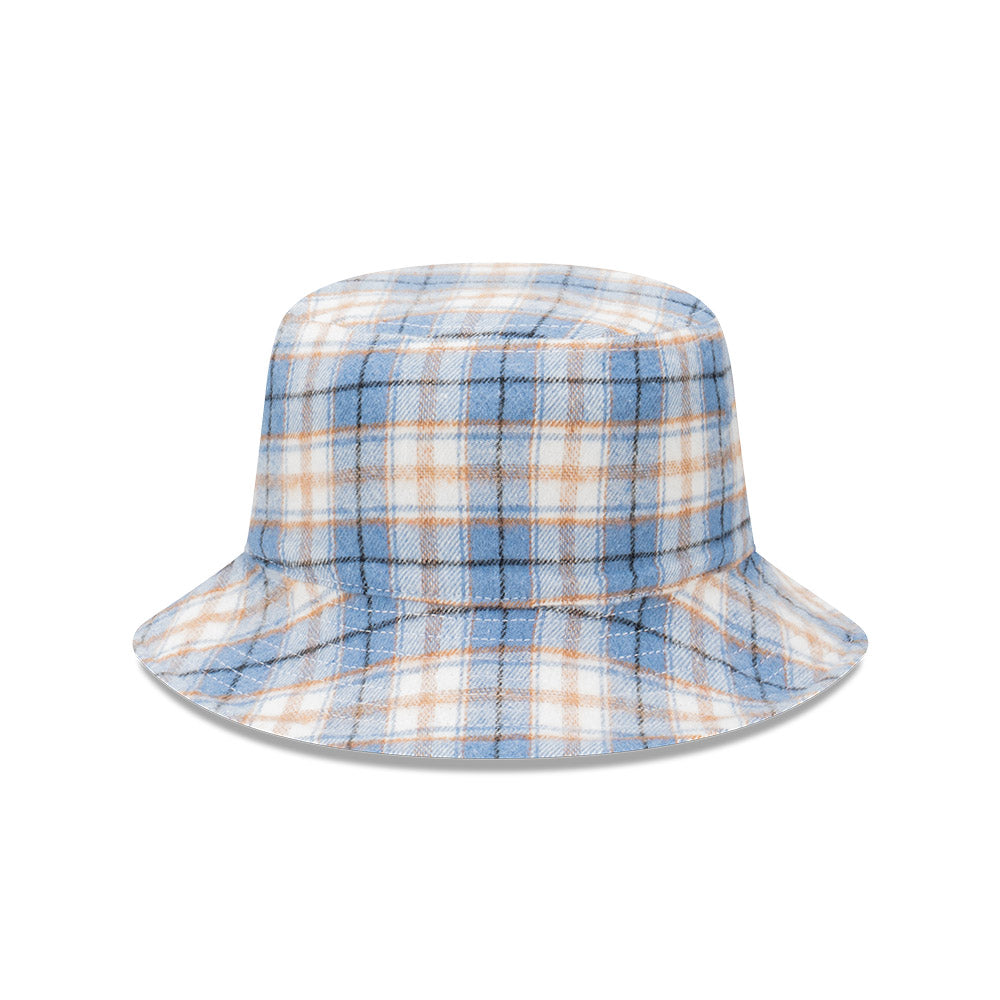 New Era Bucket Reversible Plaid Washed Denim Sky Blue