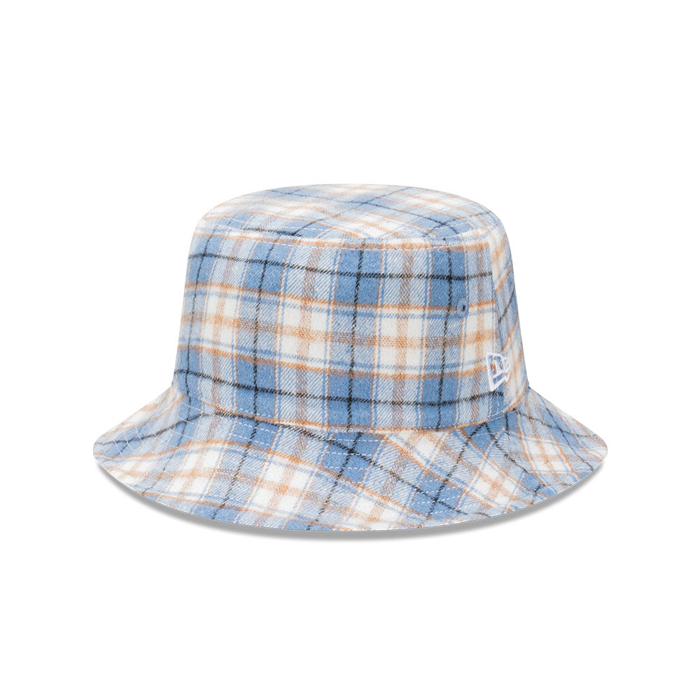 New Era Bucket Reversible Plaid Washed Denim Sky Blue