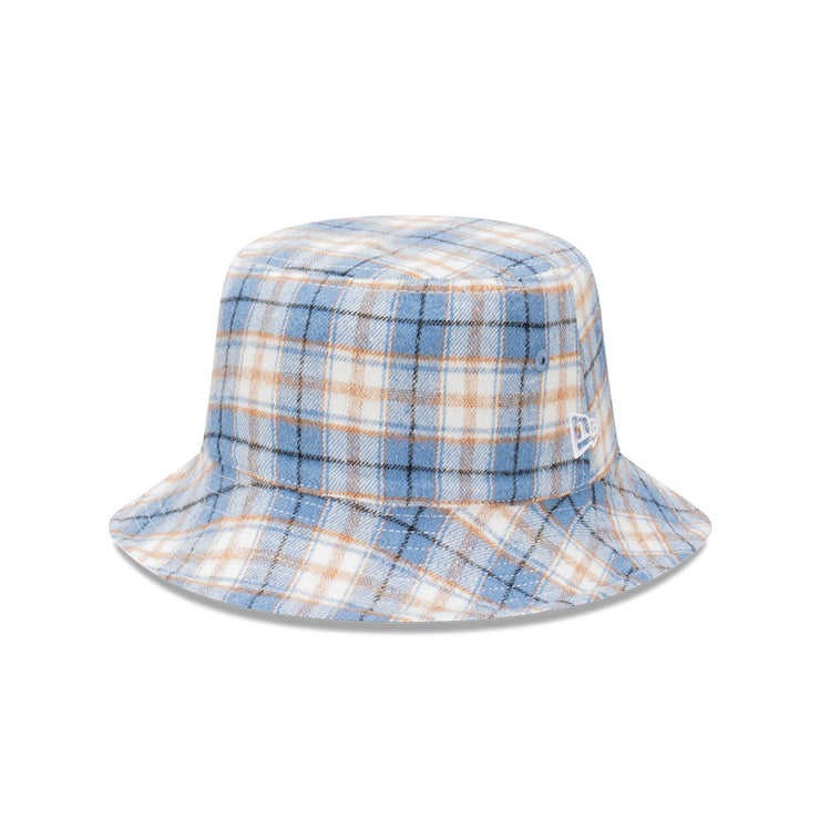 New Era Bucket Reversible Plaid Washed Denim Sky Blue