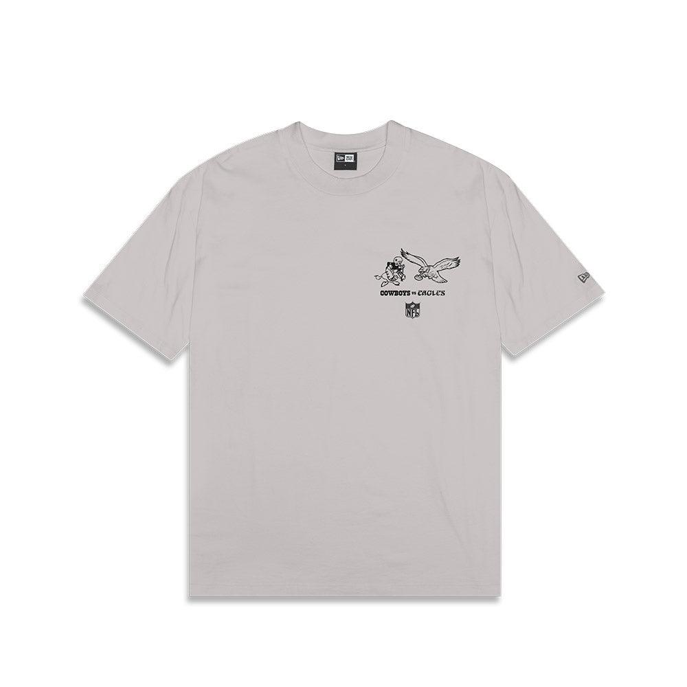 New Era NFL Rivals Oversized T-Shirt Dallas Cowboys Vs Philadelphia Eagles Vintage Stone