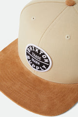 Brixton Oath III Snapback Sand/Light Brown Cord