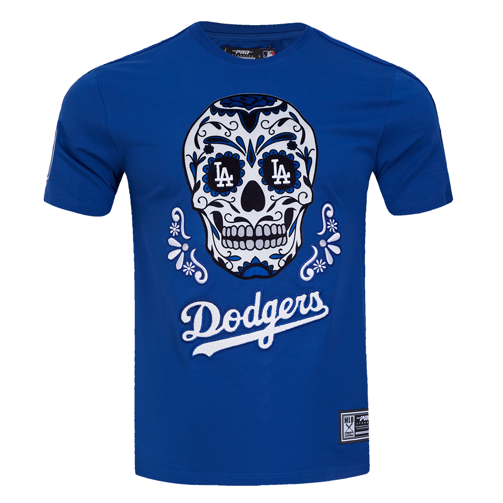 Pro Standard MLB Sugar Skull Stripped Tee Los Angeles Dodgers Royal Blue
