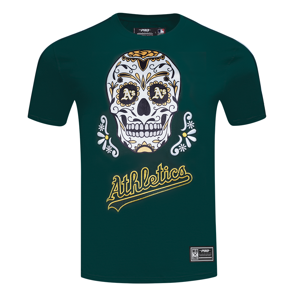 Pro Standard MLB Sugar Skull Stripped Tee Oakland Athletics Forest Green