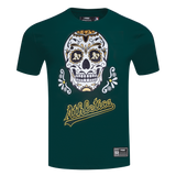 Pro Standard MLB Sugar Skull Stripped Tee Oakland Athletics Forest Green