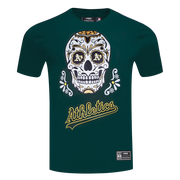 Pro Standard MLB Sugar Skull Stripped Tee Oakland Athletics Forest Green