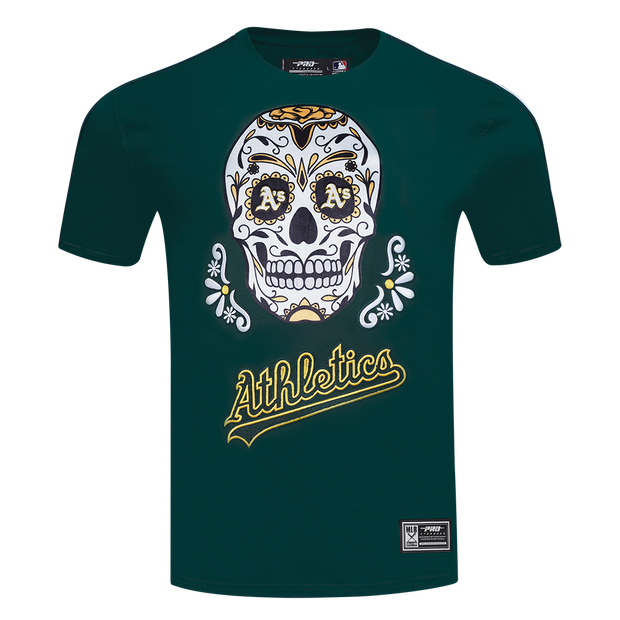 Pro Standard MLB Sugar Skull Stripped Tee Oakland Athletics Forest Green