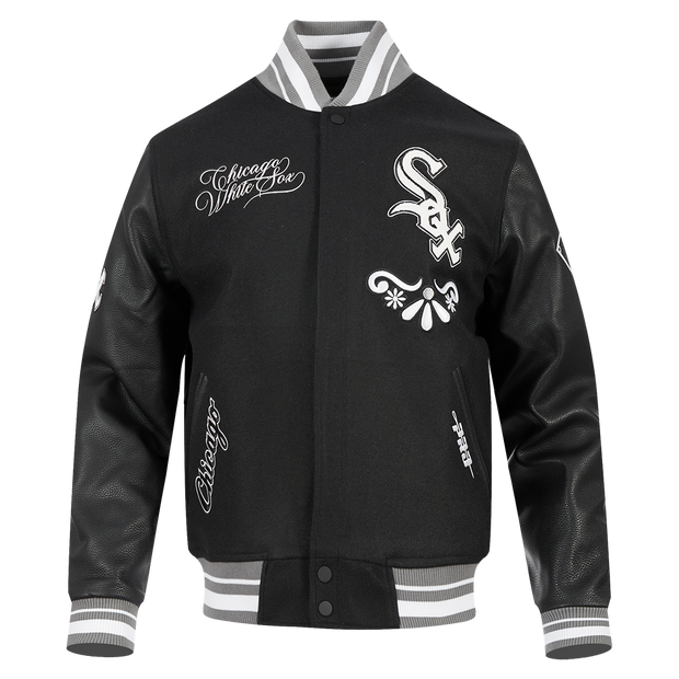 Pro Standard MLB Sugar Skull Wool Varsity Jacket Chicago White Sox Black Grey