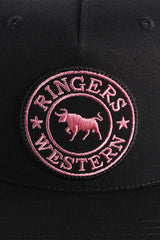 Ringers Western Signature Bull Trucker Cap Black with Black & Pink Patch