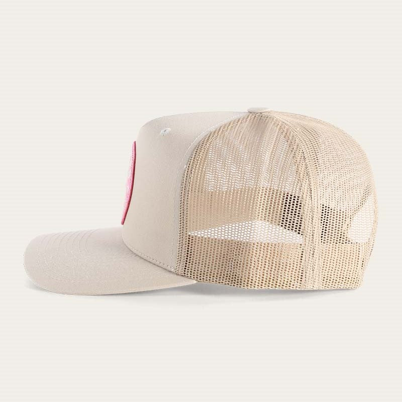 Ringers Western Signature Bull Trucker Cap Bone with Pink & Bone Patch