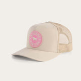 Ringers Western Signature Bull Trucker Cap Bone with Pink & Bone Patch
