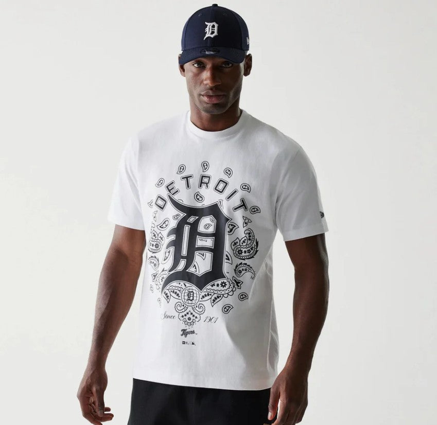 New Era MLB Paisley Oversized Tee Detroit Tigers White