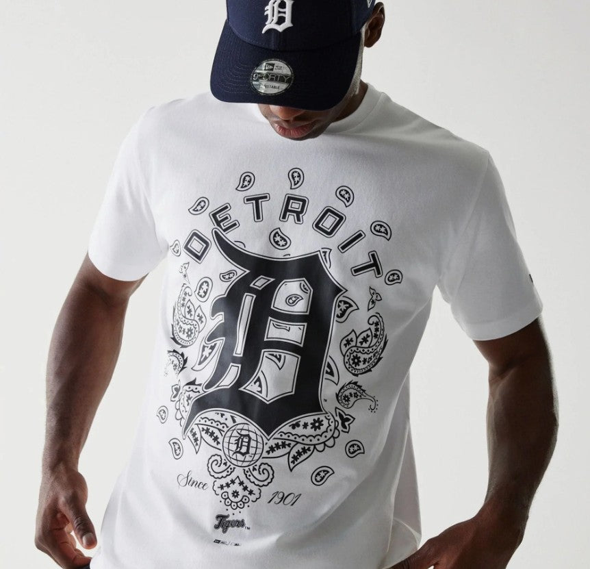 New Era MLB Paisley Oversized Tee Detroit Tigers White