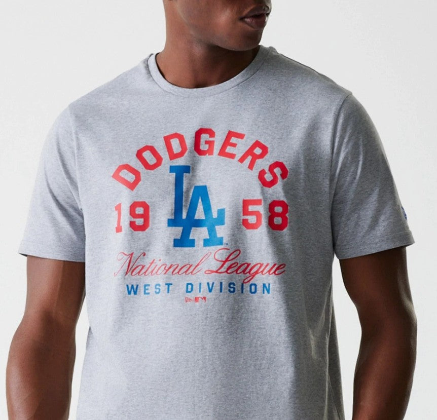 New Era MLB Wordmark Tee Los Angeles Dodgers Heather Grey