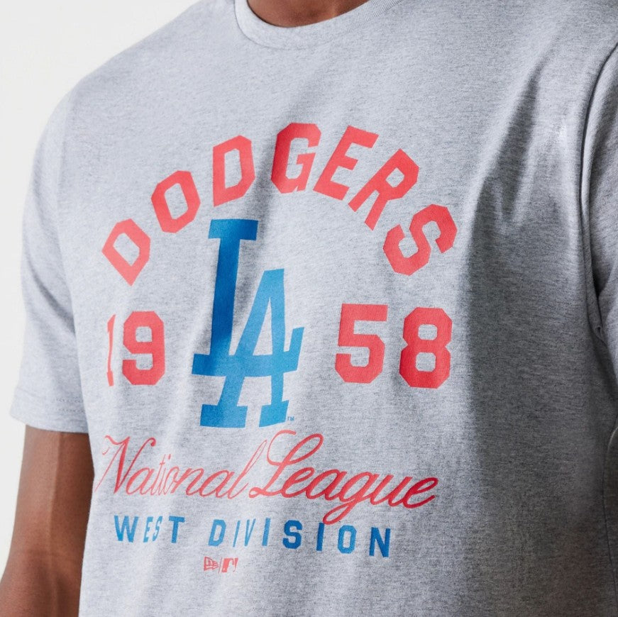 New Era MLB Wordmark Tee Los Angeles Dodgers Heather Grey