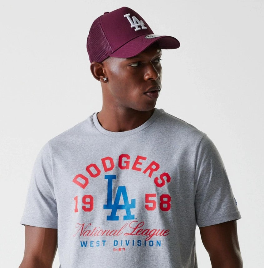 New Era MLB Wordmark Tee Los Angeles Dodgers Heather Grey