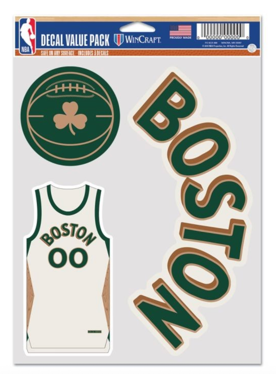 NBA Team City Edition Decal 3 Pack Boston Celtics