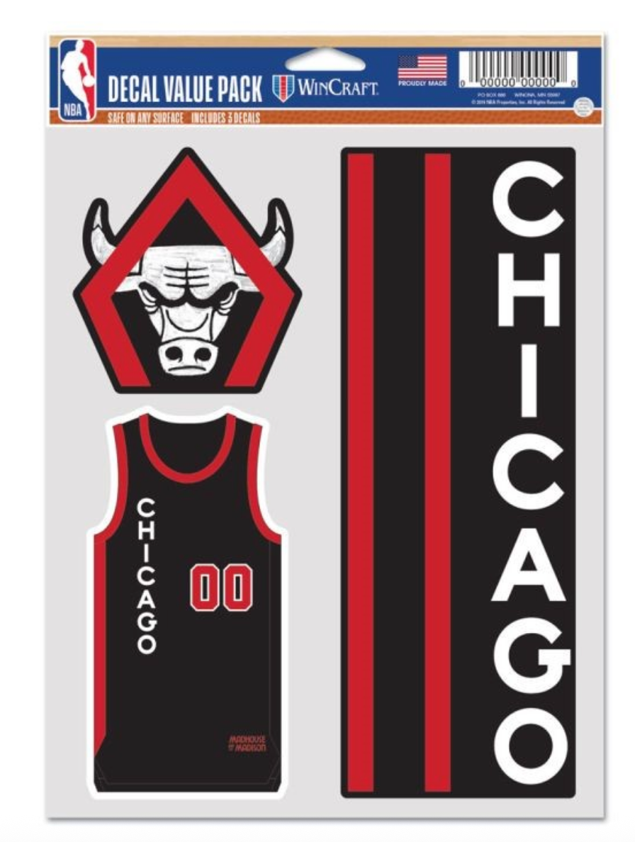 NBA Team City Edition Decal 3 Pack Chicago Bulls