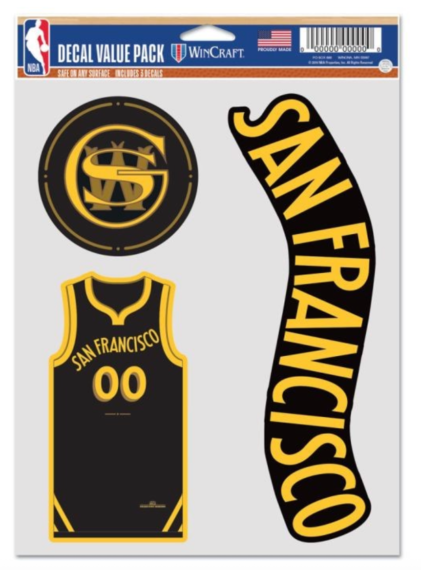 NBA Team City Edition Decal 3 Pack Golden State Warriors
