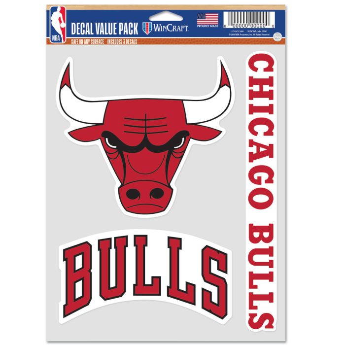 NBA Team Decal 3 Pack Chicago Bulls