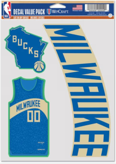 NBA Team City Edition Decal 3 Pack Milwaukee Bucks