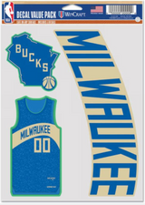 NBA Team City Edition Decal 3 Pack Milwaukee Bucks